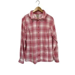 Duluth Trading Red White Plaid Flannel Button Up Outdoor Work Shirt Size XXL